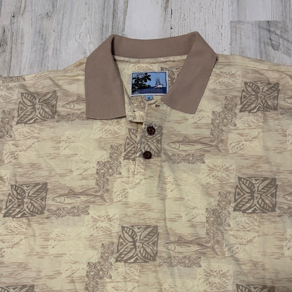 AFTCO Beige Patterned Men's Polo Shirt - Picture 2 of 11